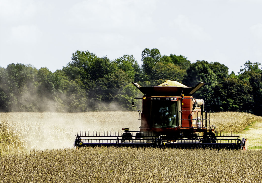 Harvester in the field Harvester in the field